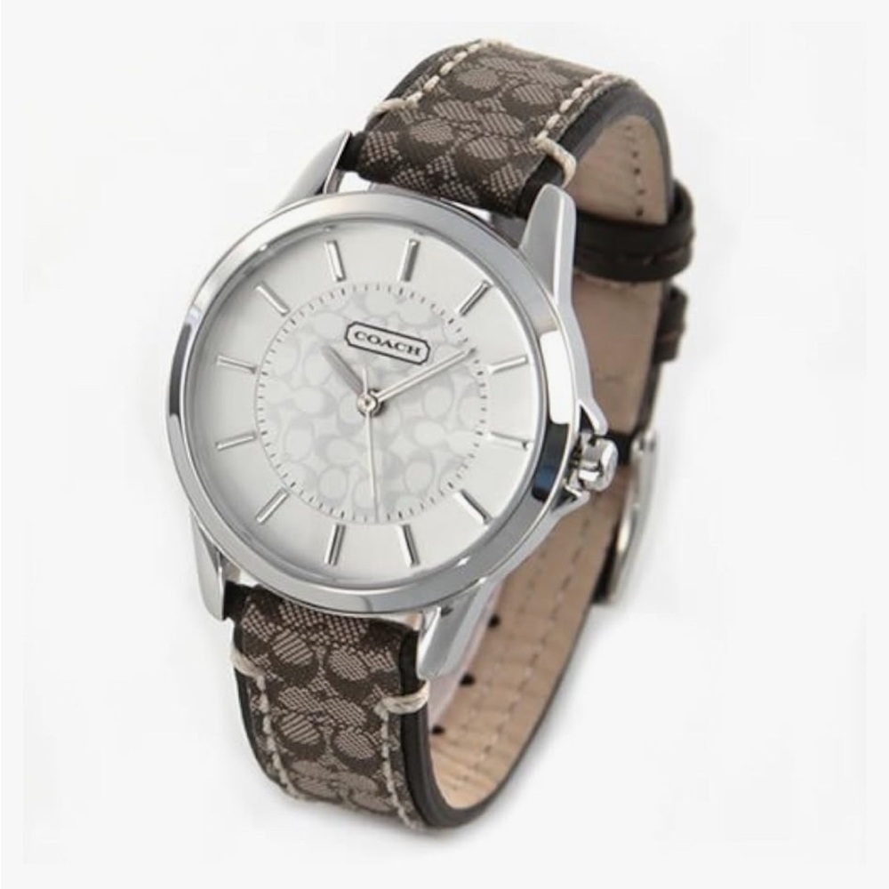 Coach Women's Watch with Brown and Cream Strap
